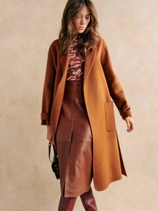 Sezane Jackets & Blazers - Sezane Caramel Brown Wool Belted Mederick Coat size 38 (US 6)